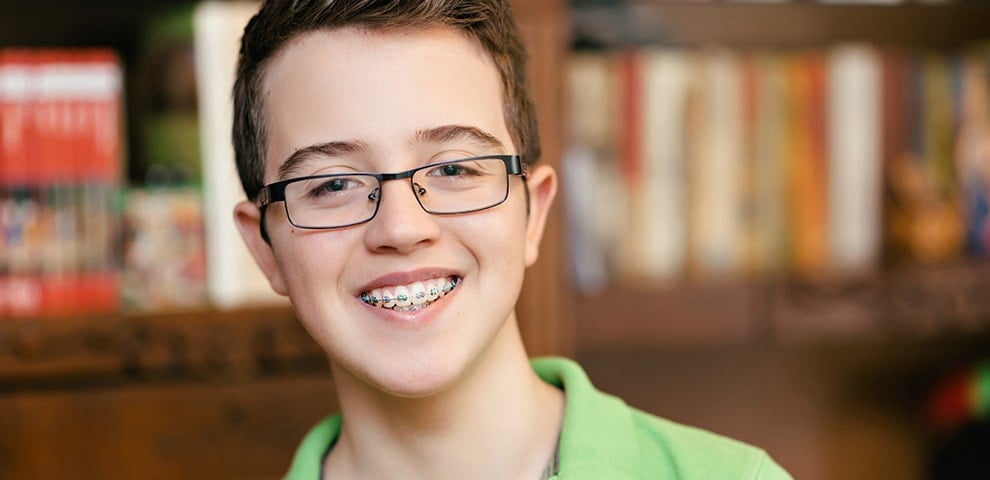 Smiling boy with braces